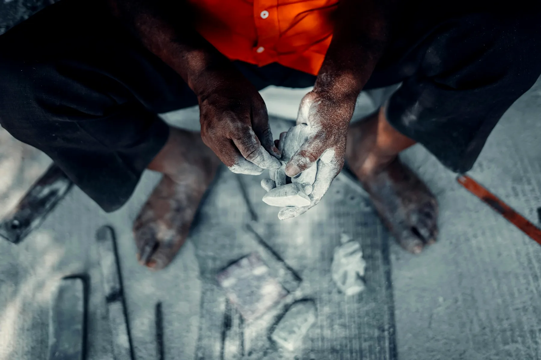 A HAFD plumber on site with tools